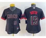 Women's Cincinnati Reds #19 Joey Votto Number Black 2023 City Connect Cool Base Stitched Jersey1
