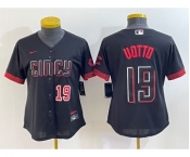 Women's Cincinnati Reds #19 Joey Votto Number Black 2023 City Connect Cool Base Stitched Jersey2