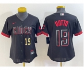 Women's Cincinnati Reds #19 Joey Votto Number Black 2023 City Connect Cool Base Stitched Jersey