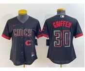 Women's Cincinnati Reds #30 Ken Griffey Jr Black 2023 City Connect Cool Base Stitched Jersey