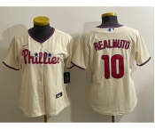 Women's Philadelphia Phillies #10 JT Realmuto Cream Cool Base Jersey