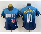 Women's Philadelphia Phillies #10 JT Realmuto Number Blue 2024 City Connect Limited Stitched Jersey