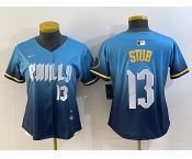 Women's Philadelphia Phillies #13 Stub Number Blue 2024 City Connect Limited Stitched Jersey