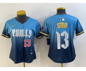 Women's Philadelphia Phillies #13 Stub Number Blue 2024 City Connect Limited Stitched Jerseys