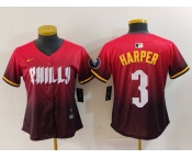 Women's Philadelphia Phillies #3 Bryce Harper Red 2024 City Connect Limited Jersey