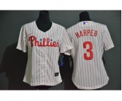 Women's Philadelphia Phillies #3 Bryce Harper White Stitched MLB Cool Base Nike Jersey