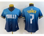 Women's Philadelphia Phillies #7 Trea Turner Blue 2024 City Connect Limited Stitched Jersey