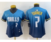 Women's Philadelphia Phillies #7 Trea Turner Number Blue 2024 City Connect Limited Stitched Jerseys