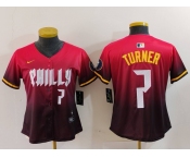 Women's Philadelphia Phillies #7 Trea Turner Number Red 2024 City Connect Limited Jersey