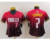 Women's Philadelphia Phillies #7 Trea Turner Number Red 2024 City Connect Limited Jerseys