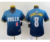 Women's Philadelphia Phillies #8 Nick Castellanos Blue 2024 City Connect Limited Stitched Jerseys