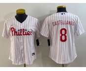 Women's Philadelphia Phillies #8 Nick Castellanos White Cool Base Jersey