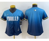 Women's Philadelphia Phillies Blank Blue 2024 City Cool Base Stitched Jersey