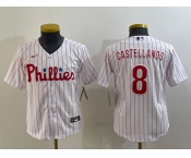 Youth Philadelphia Phillies #8 Nick Castellanos White Cool Base Jersey