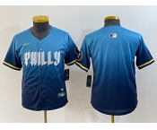Youth Philadelphia Phillies Blank Blue 2024 City Cool Base Stitched Jersey