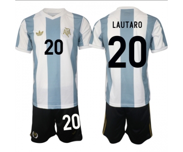 Men's Argentina #20 Lautaro White Blue 2024-25 50th Anniversary Home Soccer Jersey Suit