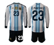 Men's Argentina #23 E.MARTINEZ Long Sleeve National Team FIFA x World Cup 2026 Home White On Field Jersey