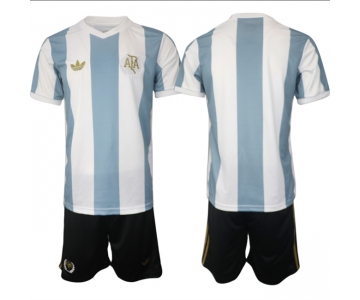 Men's Argentina Blank White Blue 2024-25 50th Anniversary Home Soccer Jersey Suit