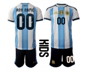 Youth Argentina Custom Any Name And Number National Team FIFA x World Cup 2026 Home White On Field Kids Jersey