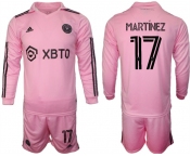 Men's Inter Miami CF #17 Martínez 2023-24 Pink Home Soccer Jersey Suit