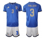 Men's Italy #3 Paolo Maldini 2025-26 Blue Home Soccer Jersey Suit