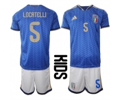 Youth Italy #5 LOCATELLI National Team FIFA x World Cup 2026 Home Blue On Field Kids Jerseys