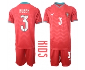Youth Portugal #3 RUBEN National Team FIFA x World Cup 2026 Home Red On Eusebio special edition Kids Jersey Youth Portugal #3 RUBEN National Team FIFA x World Cup 2026 Home Red On Eusebio special edition Kids Jersey