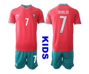 Youth Portugal #7 RONALDO National Team FIFA x World Cup 2026 Home Red On Eusebio special edition Kids Jerseys Youth Portugal #7 RONALDO National Team FIFA x World Cup 2026 Home Red On Eusebio special edition Kids Jerseys
