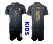 Youth Portugal #8 B.FERNANDES National Team FIFA x World Cup 2026 Away Gray On Eusebio special edition Kids Jersey Youth Portugal #8 B.FERNANDES National Team FIFA x World Cup 2026 Away Gray On Eusebio special edition Kids Jersey