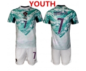 Youth Portugal Team #7 Cristiano Ronaldo Green 2026 World Cup Away Soccer Jersey Suit Youth Portugal Team #7 Cristiano Ronaldo Green 2026 World Cup Away Soccer Jersey Suit