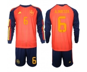 Men's Spain #6 A.INIESTA National Team FIFA x World Cup 2026 Long Sleeve Home Red On Field Jerseys Men's Spain #6 A.INIESTA National Team FIFA x World Cup 2026 Long Sleeve Home Red On Field Jerseys