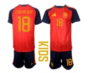 Youth Spain #18 ZUBIMENDI National Team FIFA x World Cup 2026 Home Red On Field Kids Jerseys Youth Spain #18 ZUBIMENDI National Team FIFA x World Cup 2026 Home Red On Field Kids Jerseys