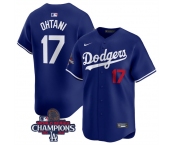 Men's Los Angeles Dodgers #17 Shohei Ohtani Royal 2024 World Series Champions Alternate Limited Stitched Baseball Jersey