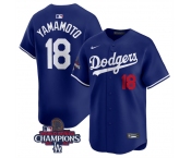 Men's Los Angeles Dodgers #18 Yoshinobu Yamamoto Royal 2024 World Series Champions Alternate Limited Stitched Baseball Jersey