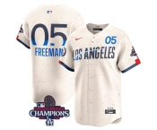Men's Los Angeles Dodgers #5 Freddie Freeman Cream 2024 World Series Champions City Connect Limited Stitched Baseball Jersey