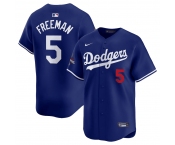 Men's Los Angeles Dodgers #5 Freddie Freeman Royal 2024 World Series Champions Alternate Limited Stitched Baseball Jersey
