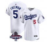 Men's Los Angeles Dodgers #5 Freddie Freeman White 2024 World Series Champions Home Limited Stitched Baseball Jersey
