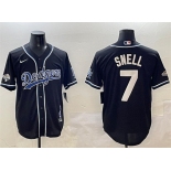 Mens Los Angeles Dodgers #7 Blake Snell Black 2024 World Series Champions Cool Base Stitched Baseball Jersey