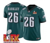 Men Philadelphia Eagles Saquon Barkley #26 Green 2024-2025 Super Bowl LIX F U S E Stitched NFL Jersey