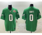 Men's Philadelphia Eagles #0 D'Andre Swift Green 2025 Super Bowl LIX Patch F.U.S.E. Throwback Vapor Untouchable Limited Stitched Football Jersey
