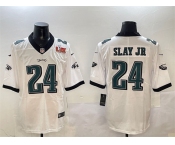 Men's Philadelphia Eagles #24 Darius Slay Jr. White 2025 Super Bowl LIX Patch Vapor Untouchable Limited Stitched Football Jersey