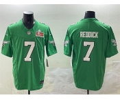 Men's Philadelphia Eagles #7 Haason Reddick Green 2025 Super Bowl LIX Patch F.U.S.E. Throwback Vapor Untouchable Limited Stitched Football Jersey