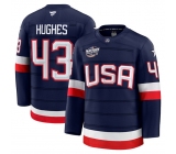 Men's USA #43 Quinn Hughes Navy 2025 4 Nations Face-Off Stitched Jersey Men's USA #43 Quinn Hughes Navy 2025 4 Nations Face-Off Stitched Jersey