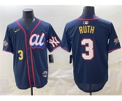 Men's American League #3 Babe Ruth Navy 2025 All-Star Edition Limited Stitched Baseball Jersey