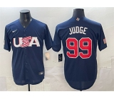Men's USA Baseball #99 Aaron Judge 2023 Navy World Baseball Classic Stitched Jersey