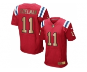 Nike New England Patriots #11 Julian Edelman Red Alternate Men's Stitched NFL Elite Gold Jersey