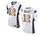 Nike New England Patriots #12 Tom Brady White Men's Stitched NFL New Elite Gold Jersey