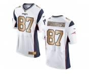 Nike New England Patriots #87 Rob Gronkowski White Men's Stitched NFL New Elite Gold Jersey