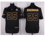 Nike Seattle Seahawks #25 Richard Sherman Black Pro Line Gold Collection Jersey[Elite]