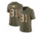 Men Nike Seattle Seahawks #81 Nick Vannett Limited Olive Gold 2017 Salute to Service NFL Jersey